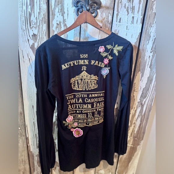 Johnny Was LA Vintage Carousel Horse Embroidered Shirt Black Size Small Fair - Picture 13 of 14